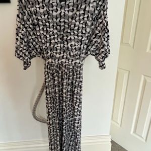 black white and grey midi dress
